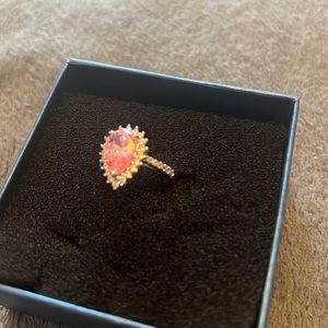 Fashion princess engagement ring romantic pink zircon